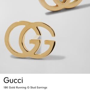 Gucci 18K Gold Running G Stud Earrings